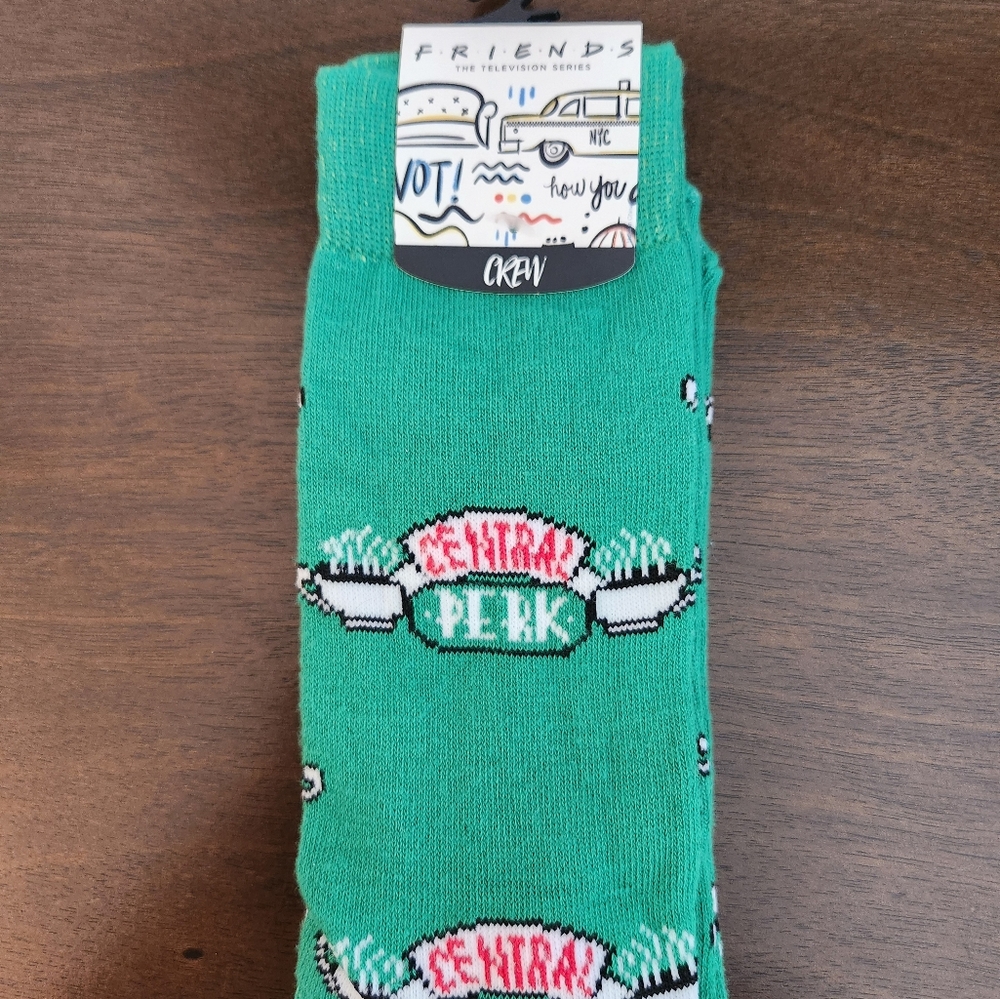 FRIENDS Central Perk Green Crew Socks, Size 10-13